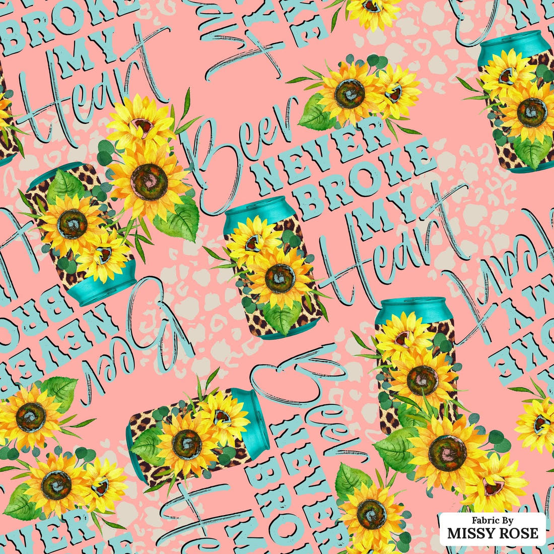 Design 425 Pink Beer Fabric - flat view of the print, zoom in for detail | Fabric by Missy Rose