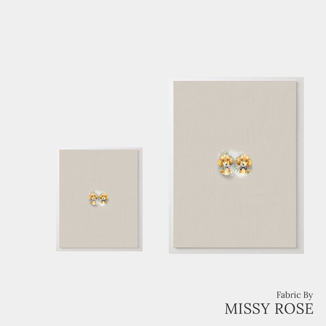 Design 426 Grey Dogs Panel – universal and adult panel sizes side by side | Fabric by Missy Rose