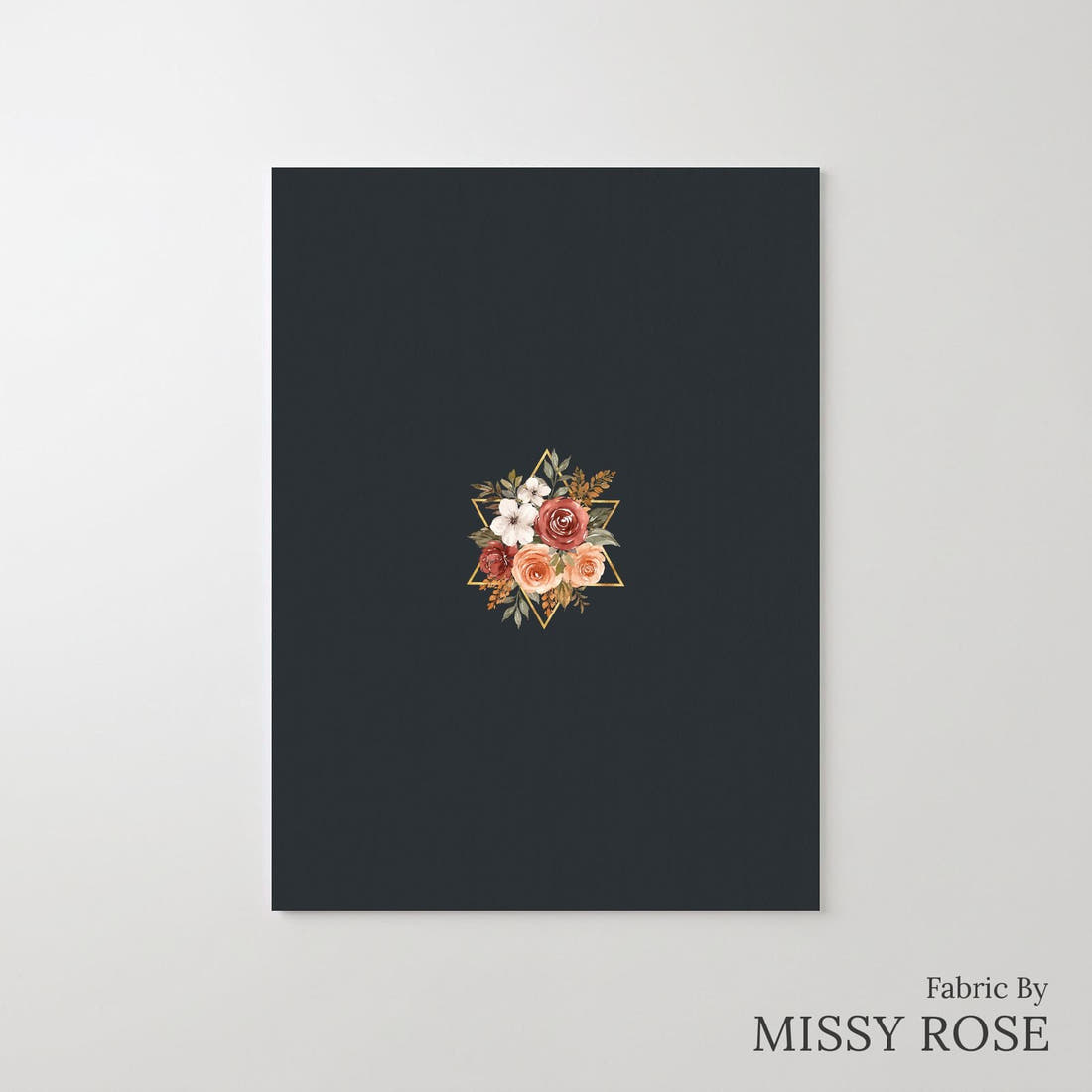 Design 427 Rustic Floral Panel – printed fabric panel with centred picture, custom printed to order | Fabric by Missy Rose