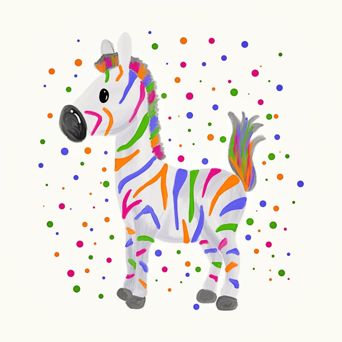 Design 428 Colourful Zebra Panel – full artwork close-up of the printed picture | Fabric by Missy Rose