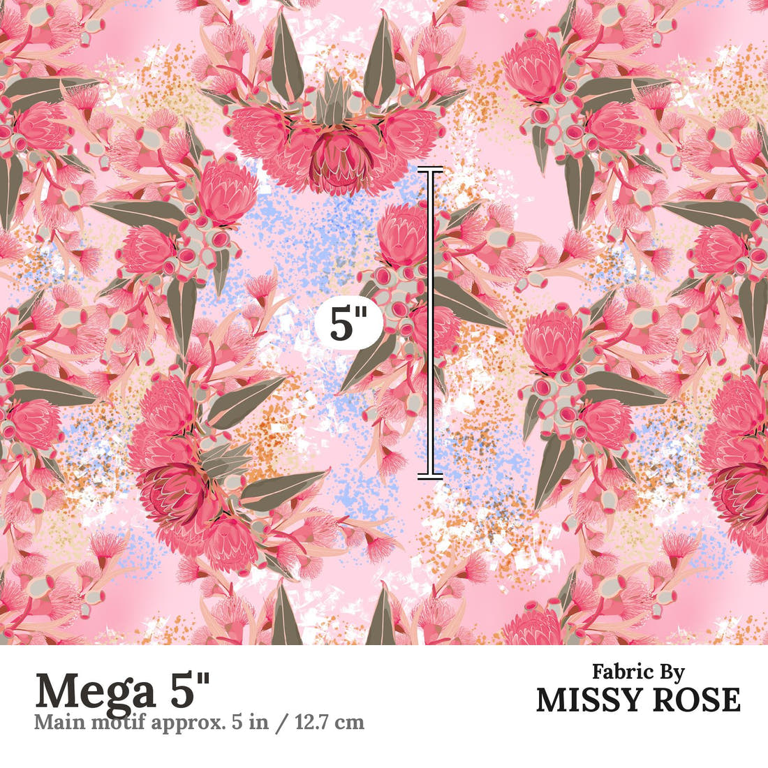 Design 429 Australian Floral Fabric Mega 5" - print scale | Fabric by Missy Rose
