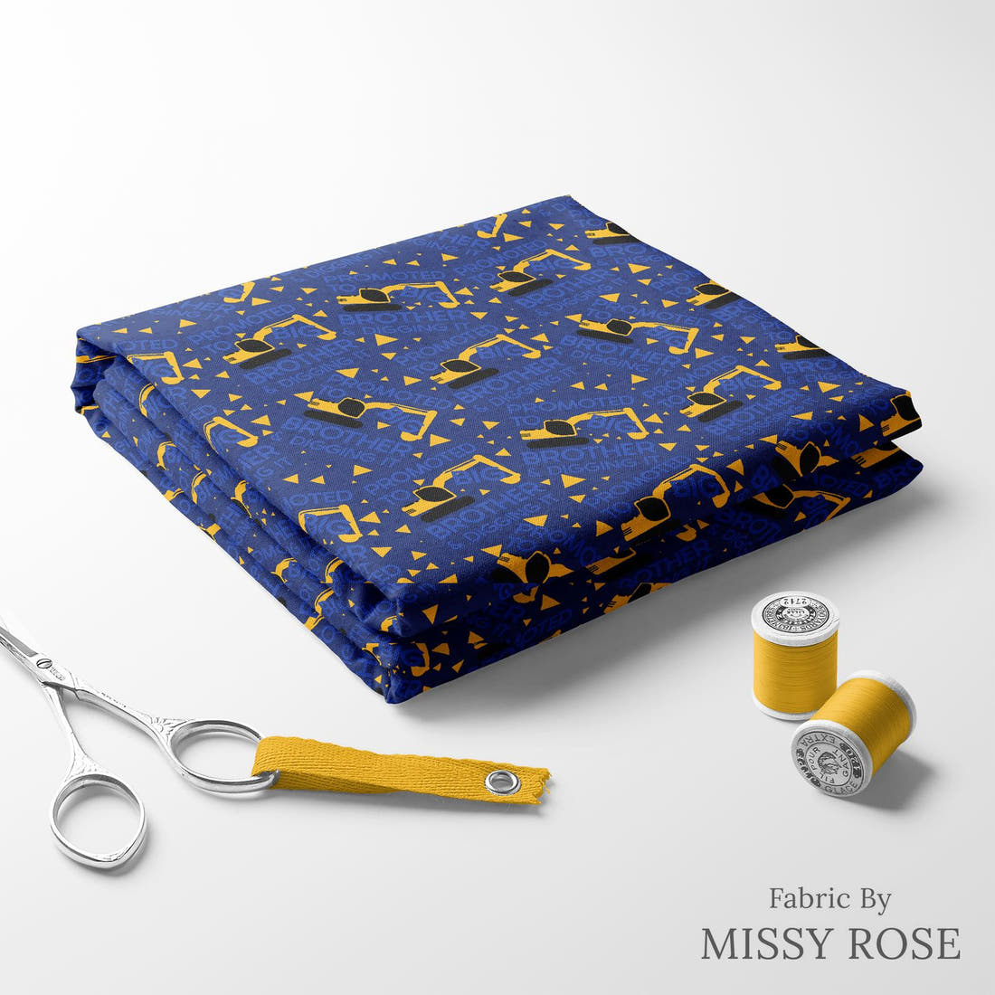 Design 43 Big Brother Fabric folded fabric stack with matching thread – pre-order fabric Australia | Fabric by Missy Rose