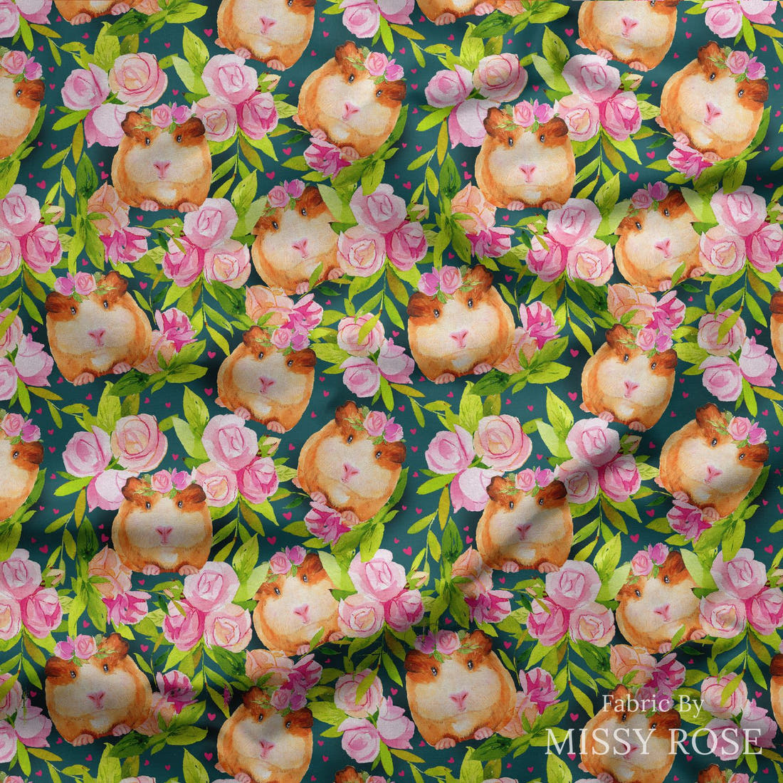 Design 430 Guinea Pig Fabric draped fabric mockup – custom printed fabric by the metre | Fabric by Missy Rose