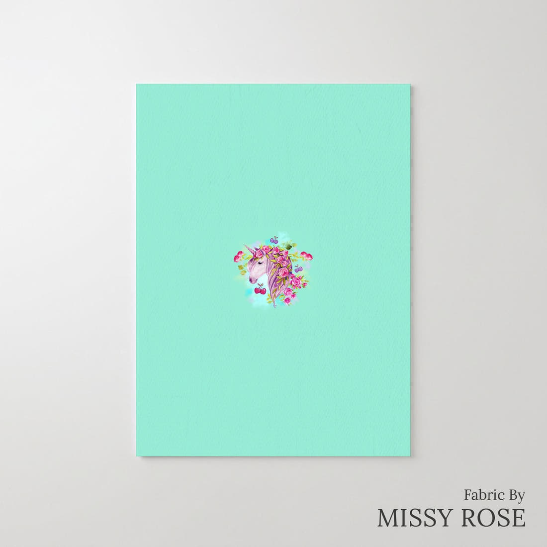 Design 431 Cherry Unicorn Panel – printed fabric panel with centred picture, custom printed to order | Fabric by Missy Rose