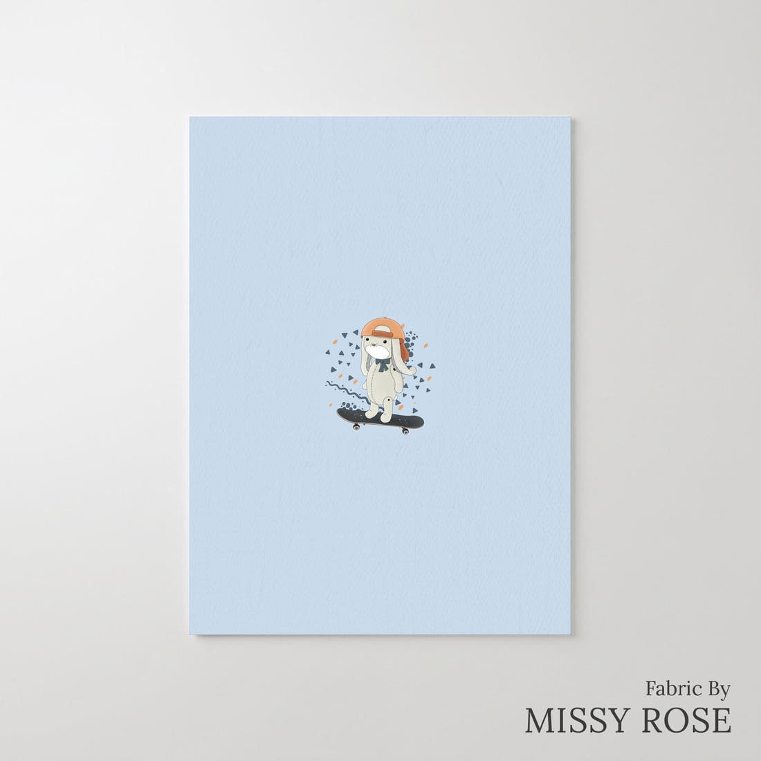 Design 433 Skateboard Bunny Panel – printed fabric panel with centred picture, custom printed to order | Fabric by Missy Rose