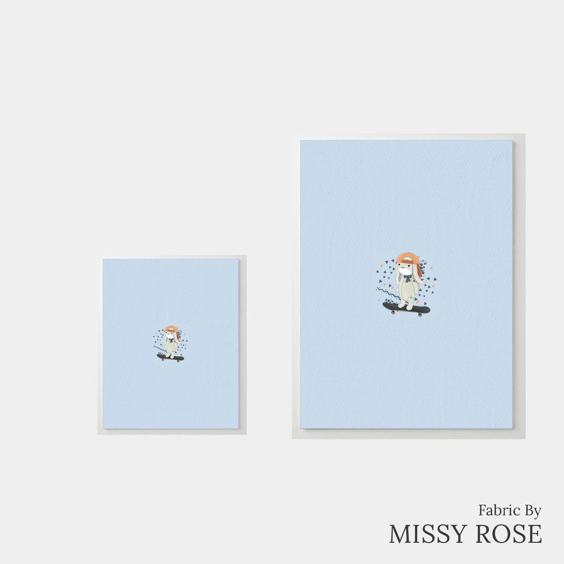 Design 433 Skateboard Bunny Panel – universal and adult panel sizes side by side | Fabric by Missy Rose