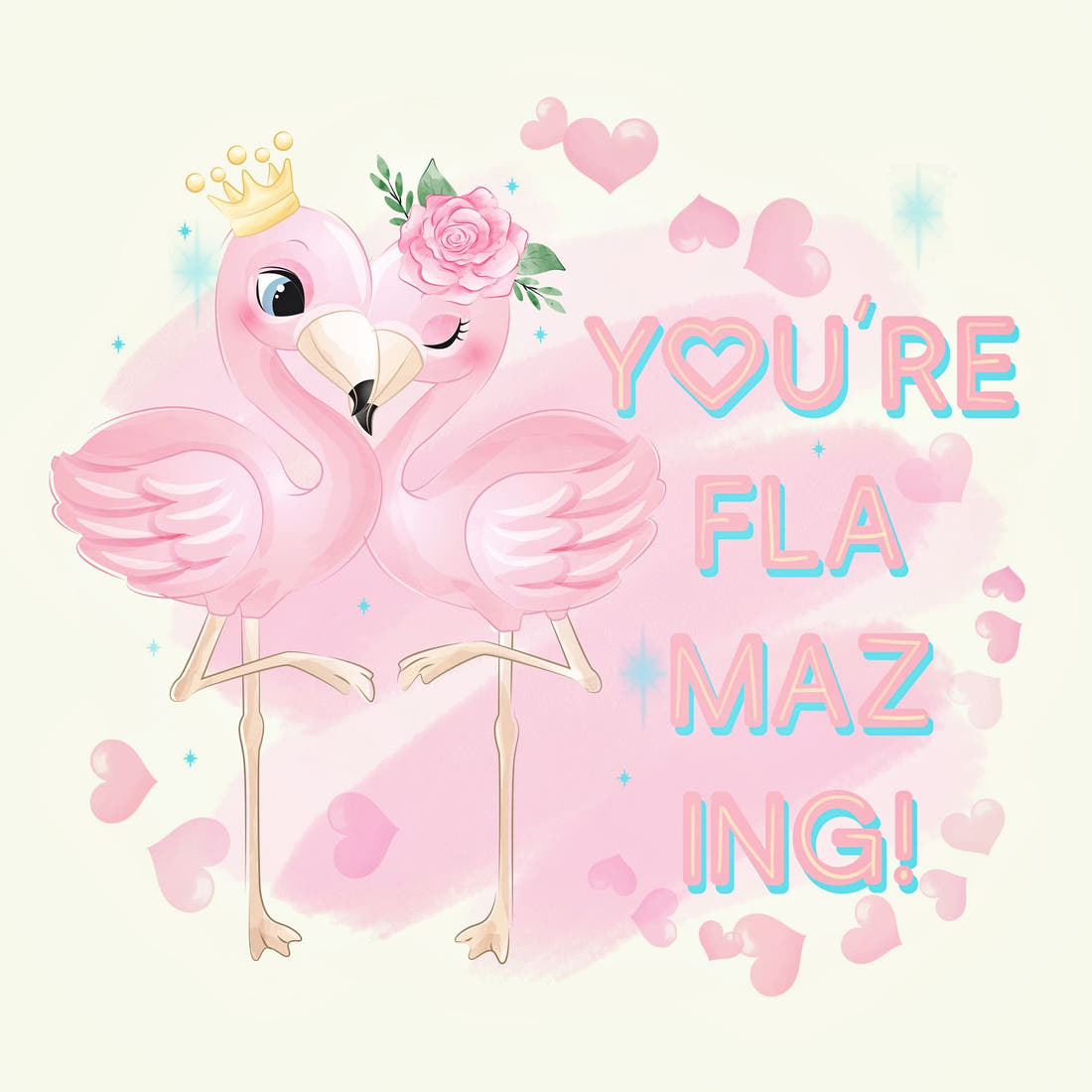 Design 435 Pastel Flamingo Panel – full artwork close-up of the printed picture | Fabric by Missy Rose