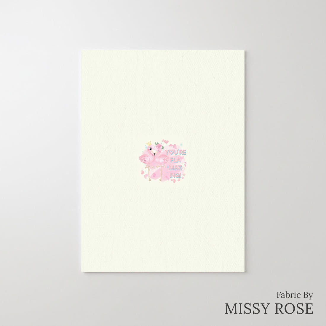Design 435 Pastel Flamingo Panel – printed fabric panel with centred picture, custom printed to order | Fabric by Missy Rose