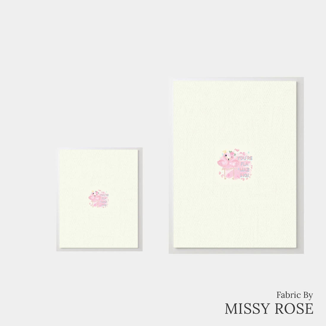 Design 435 Pastel Flamingo Panel – universal and adult panel sizes side by side | Fabric by Missy Rose