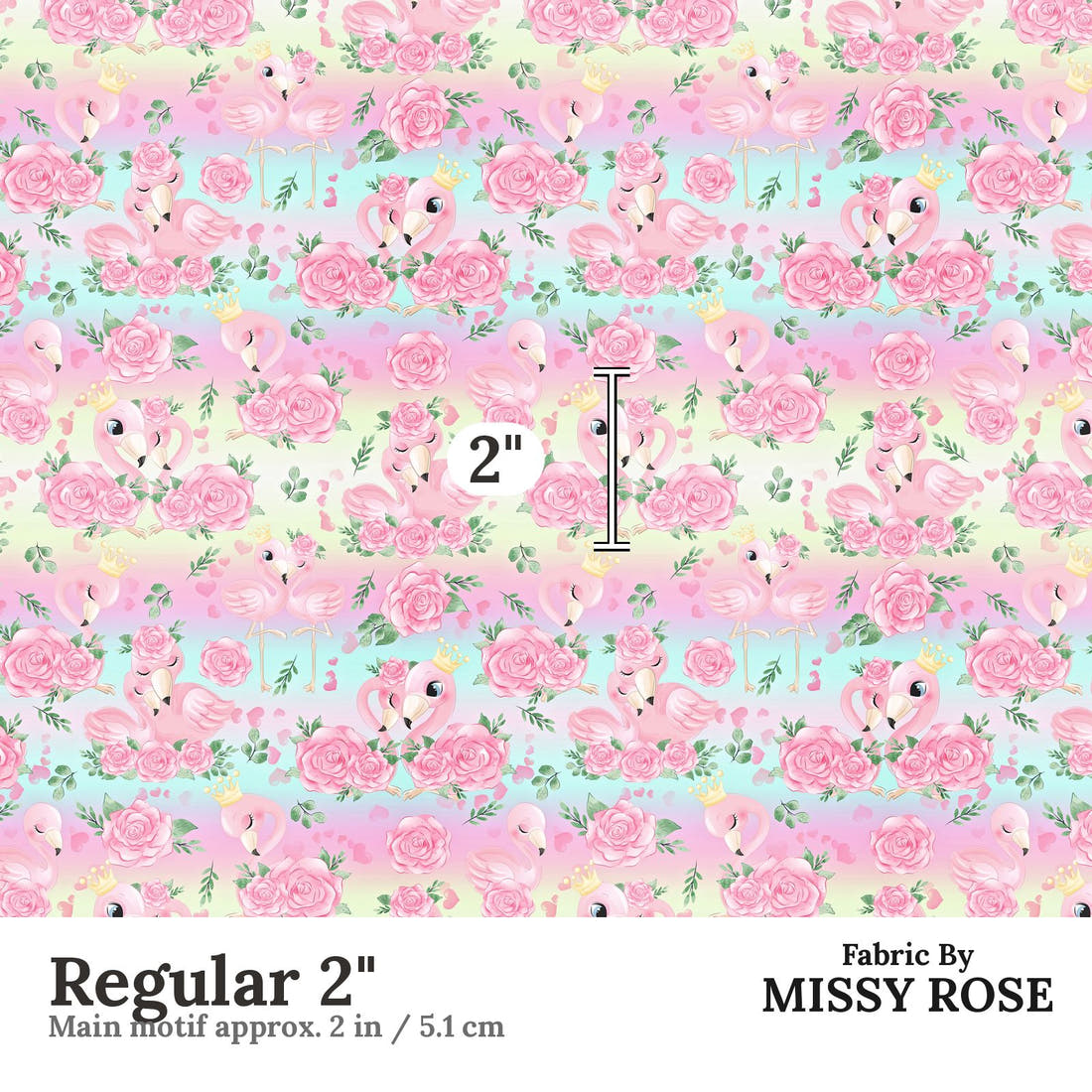 Design 435 Pastel Flamingo Fabric Regular 2" - print scale | Fabric by Missy Rose