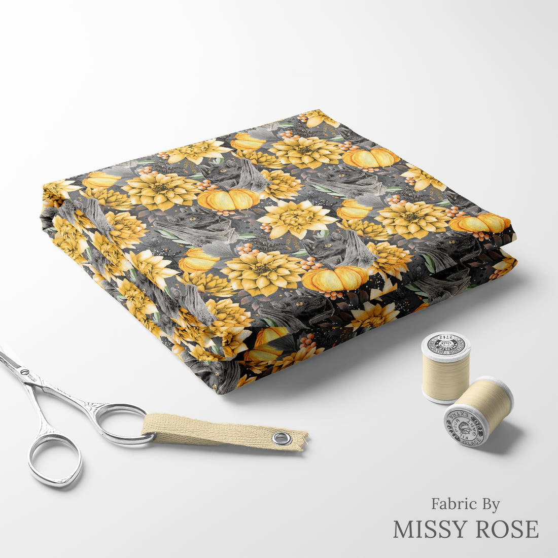 Design 436 Flying Fox Fabric folded fabric stack with matching thread – pre-order fabric Australia | Fabric by Missy Rose