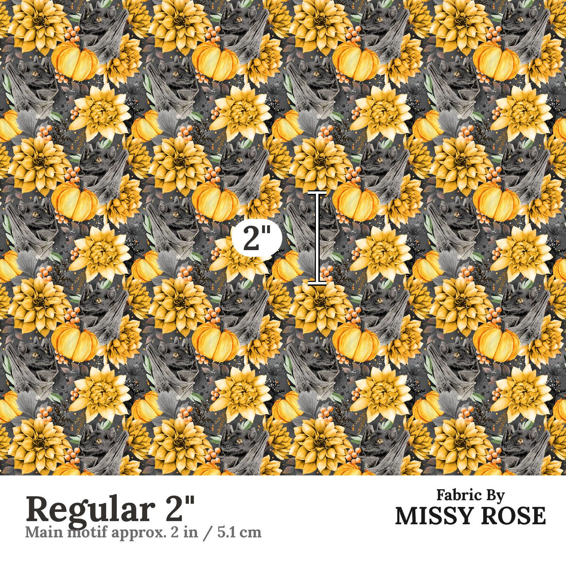Design 436 Flying Fox Fabric Regular 2" - print scale | Fabric by Missy Rose