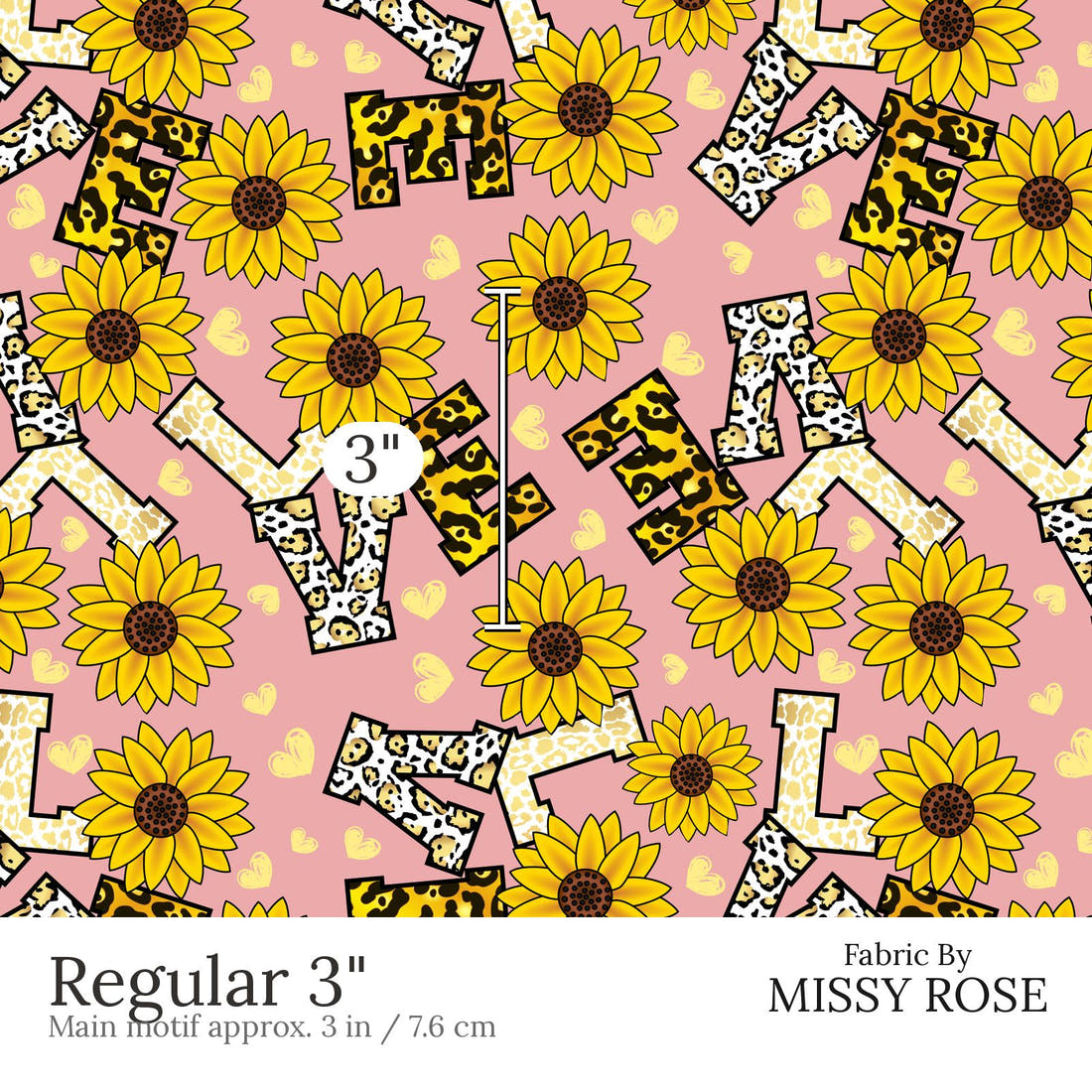 Design 438 Love Fabric Regular 3 inch print scale guide | Fabric by Missy Rose