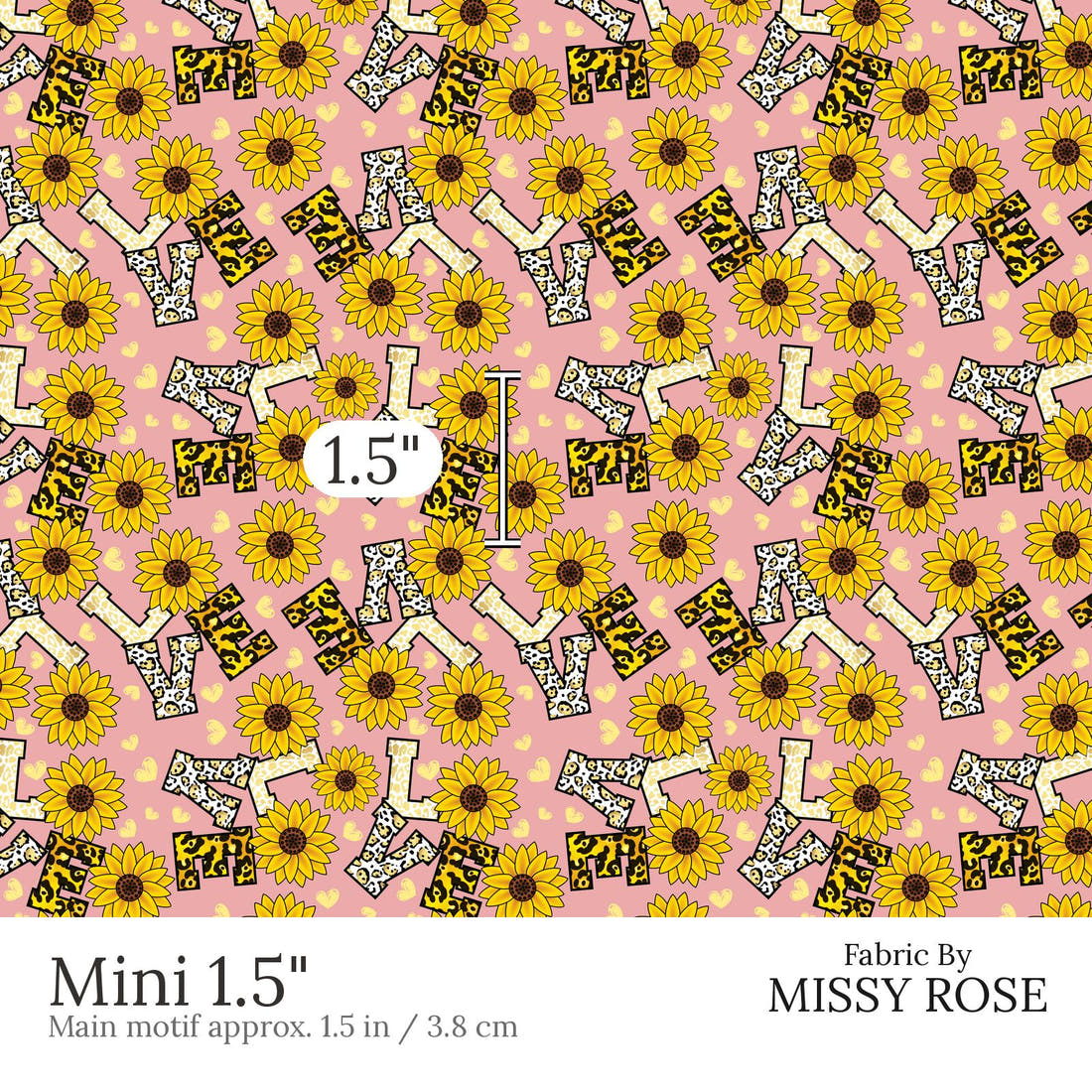 Design 438 Love Fabric Mini 1.5 inch print scale guide | Fabric by Missy Rose