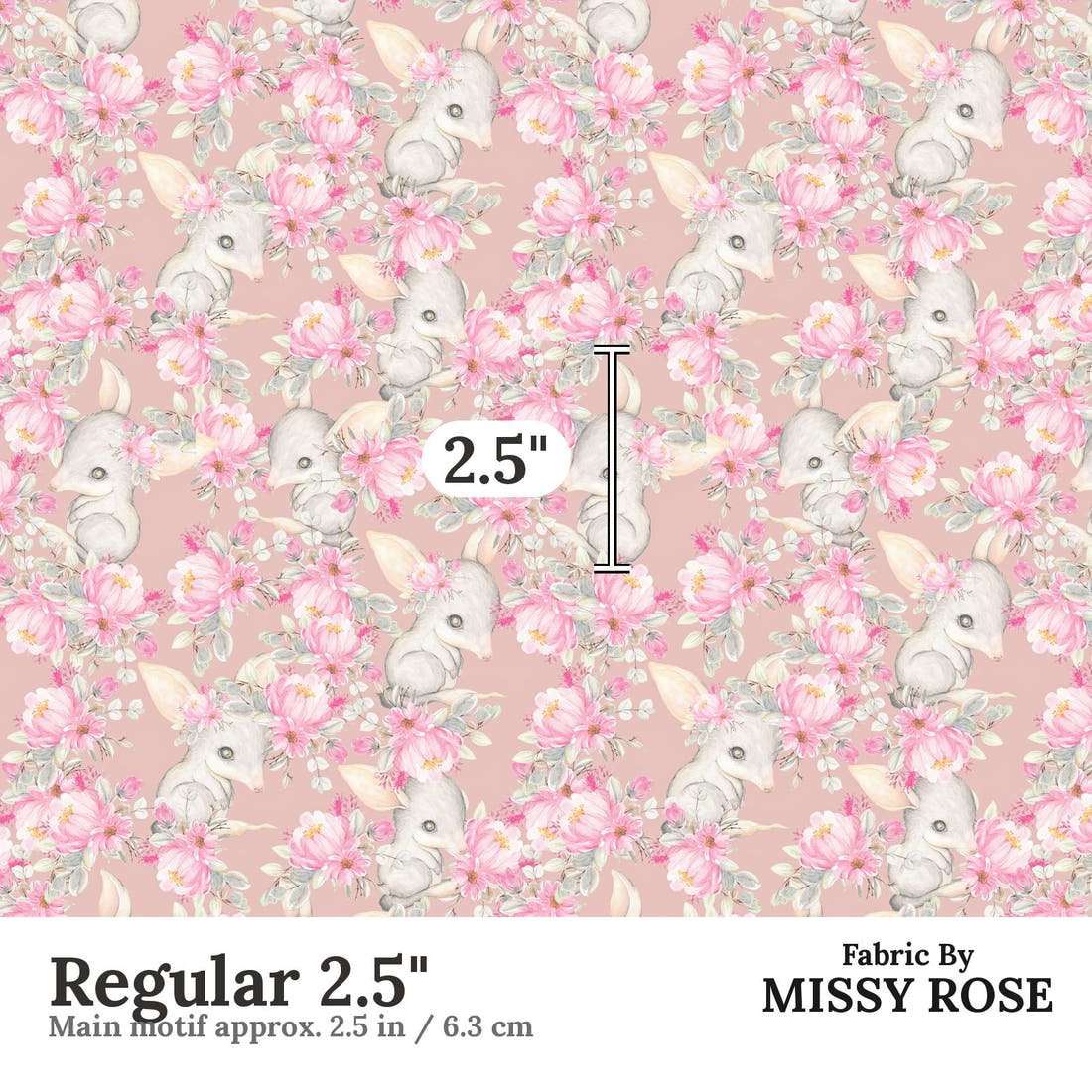 Design 44 Bilby Fabric Regular 2.5" - print scale | Fabric by Missy Rose
