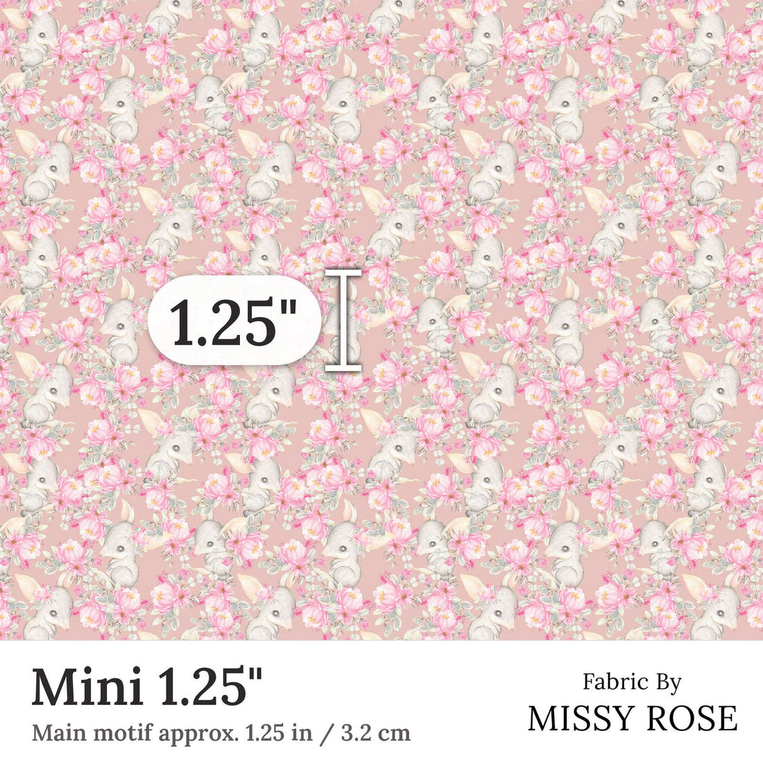 Design 44 Bilby Fabric Mini 1.25 inch print scale guide | Fabric by Missy Rose