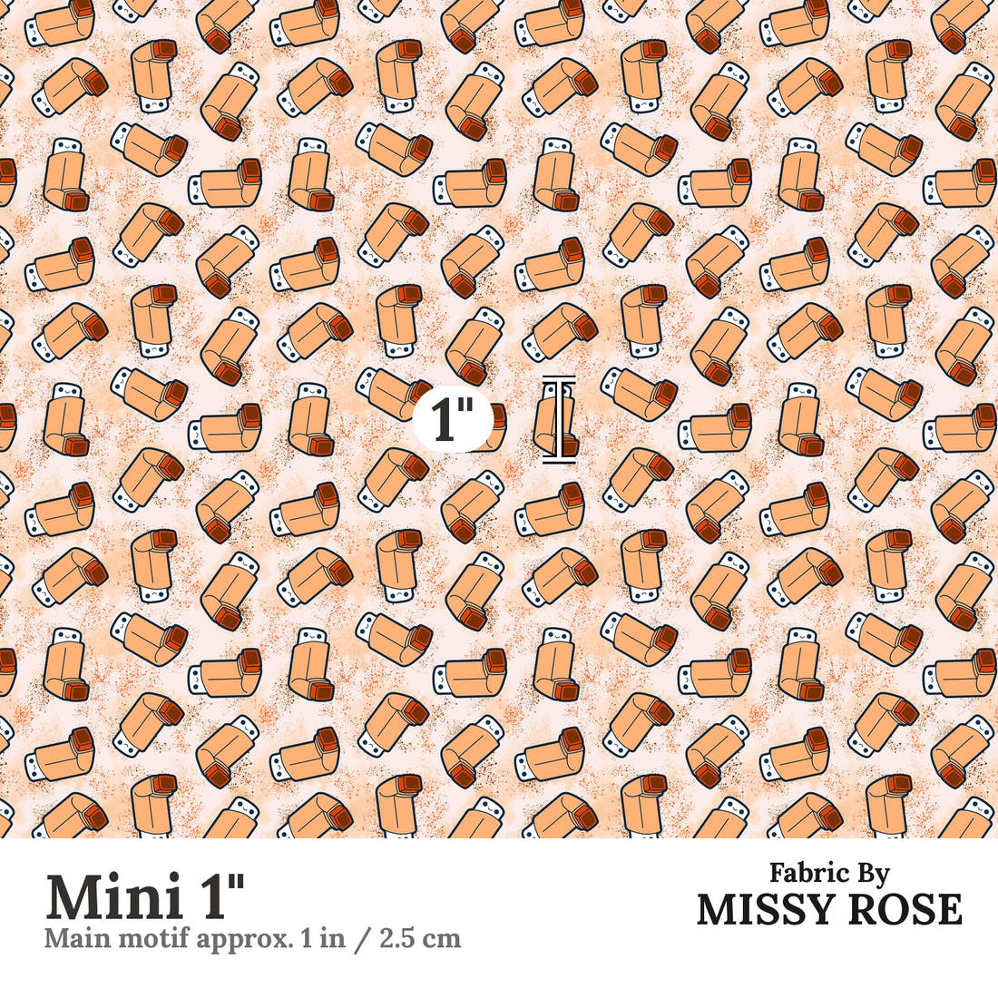 Design 441 Orange Asthma Puffer Fabric Mini 1" - print scale | Fabric by Missy Rose