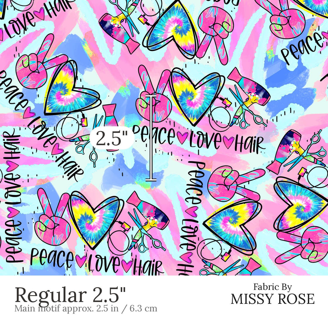 Design 443 Hair Dresser Fabric Regular 2.5 inch print scale guide | Fabric by Missy Rose
