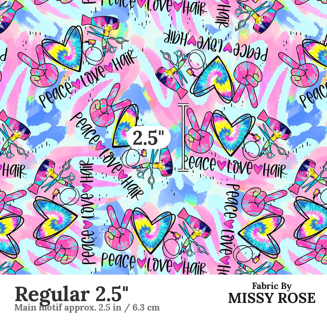 Design 443 Hair Dresser Fabric Regular 2.5" - print scale | Fabric by Missy Rose