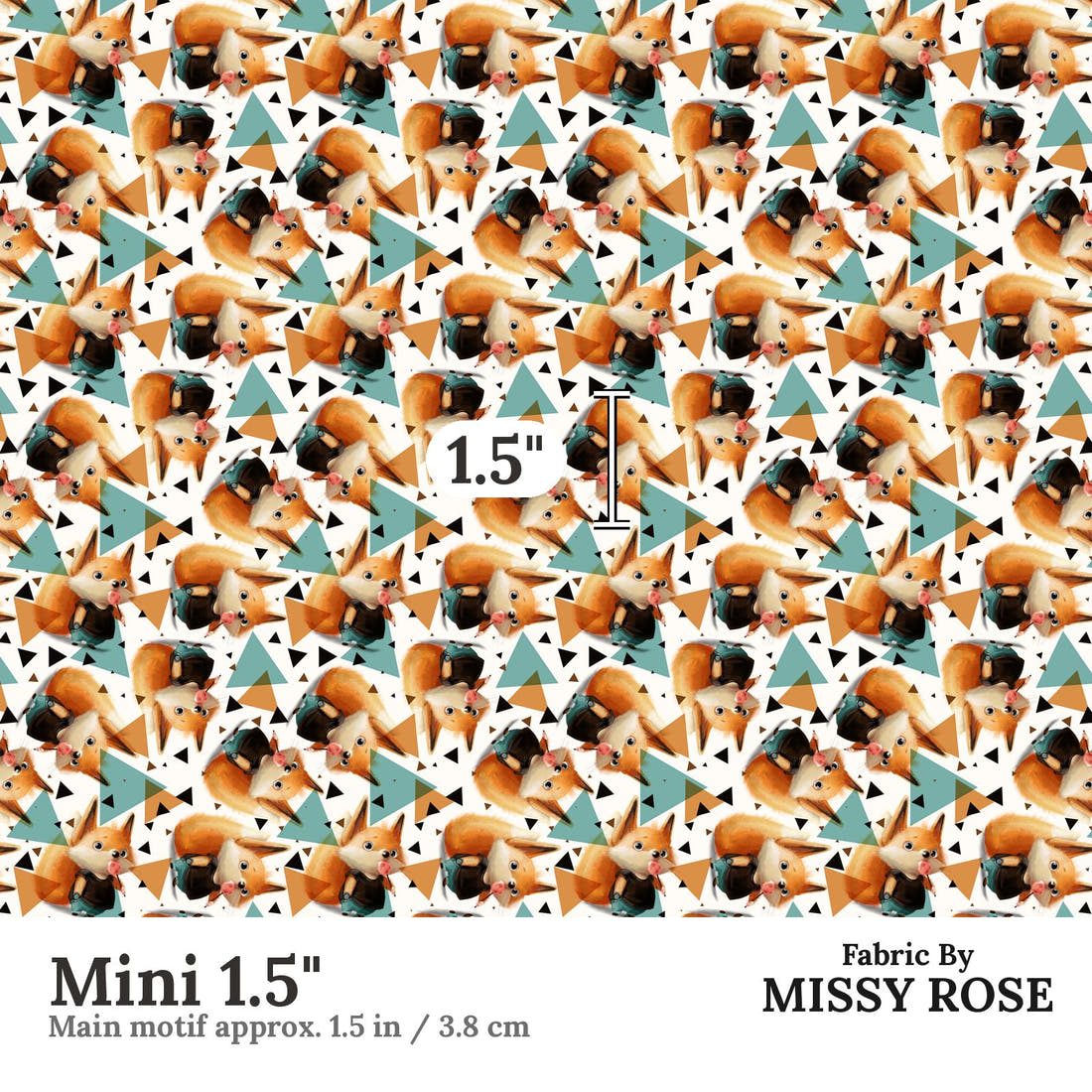 Design 447 Sweet Fox Fabric Mini 1.5" - print scale | Fabric by Missy Rose