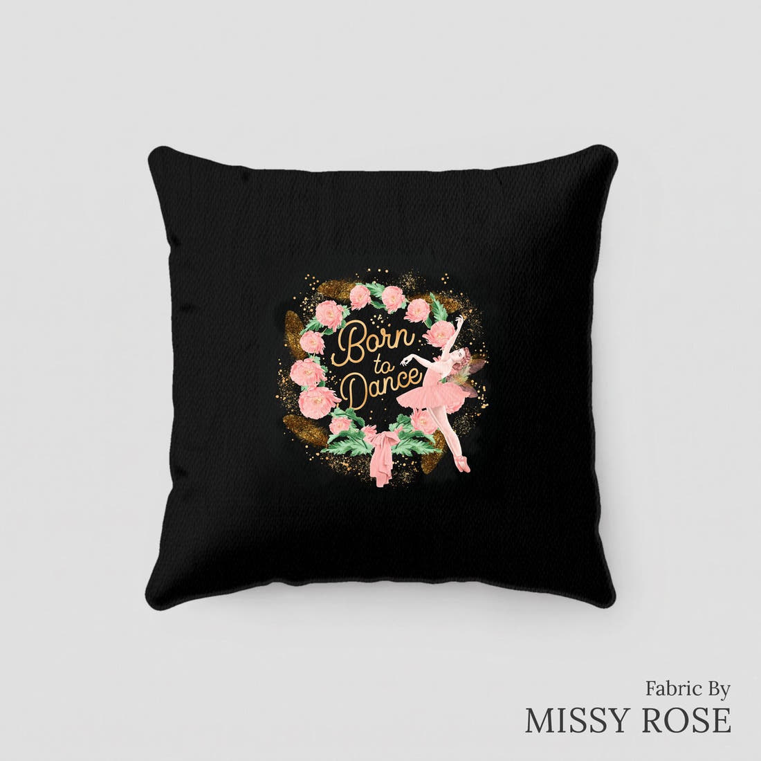 Design 45 Ballerina Panel sewn into a cushion – see how the panel looks made up | Fabric by Missy Rose