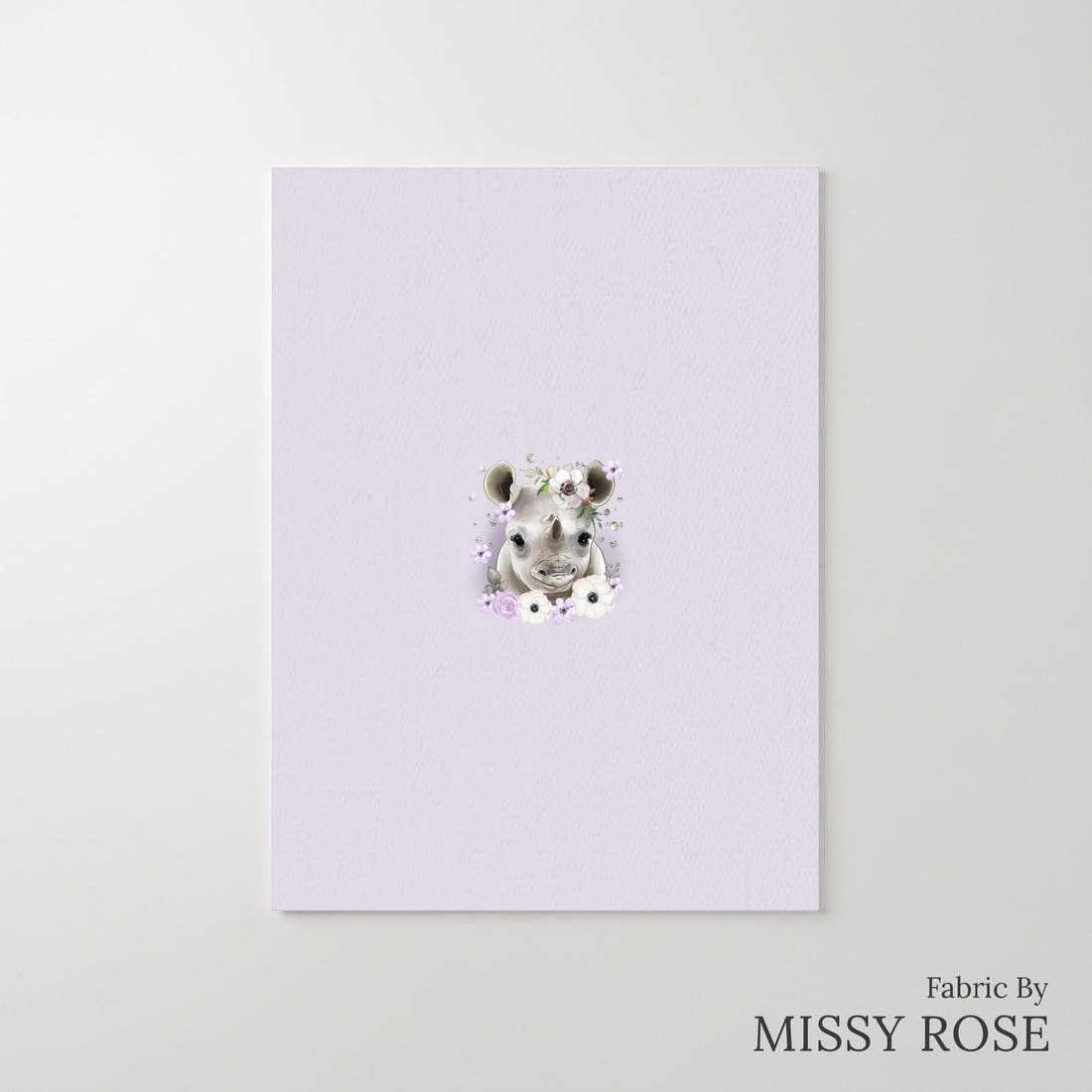 Design 450 Purple Rhino Panel – printed fabric panel with centred picture, custom printed to order | Fabric by Missy Rose