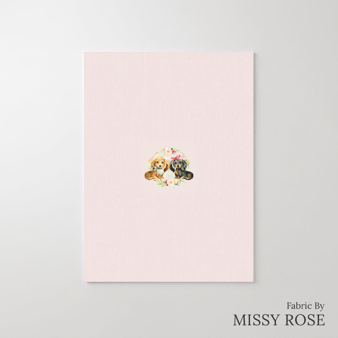 Design 451 Floral Sausage Dog Panel – printed fabric panel with centred picture, custom printed to order | Fabric by Missy Rose