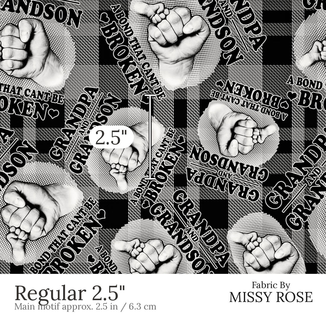 Design 452 Grandpa Fabric Regular 2.5 inch print scale guide | Fabric by Missy Rose