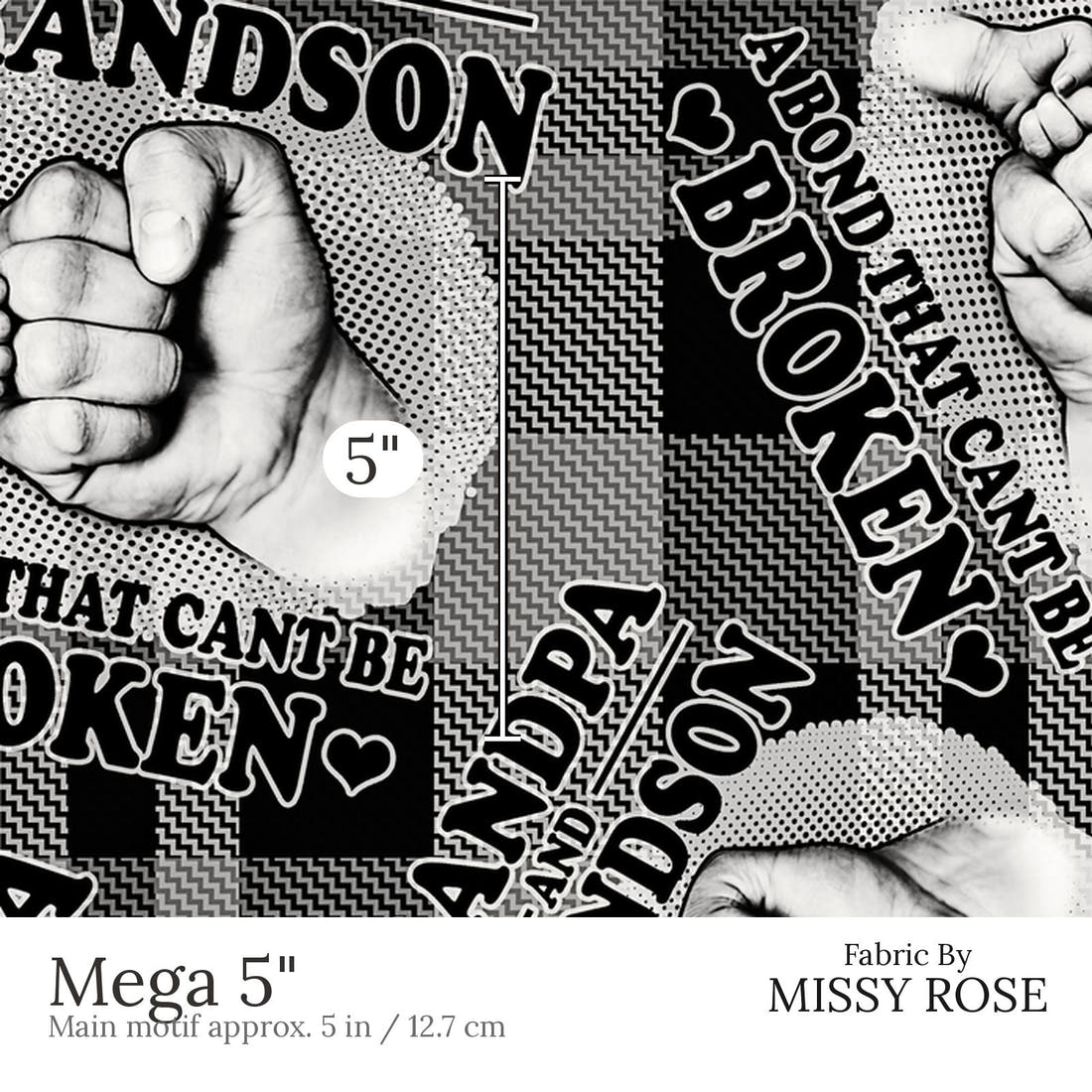 Design 452 Grandpa Fabric Mega 5 inch print scale guide | Fabric by Missy Rose