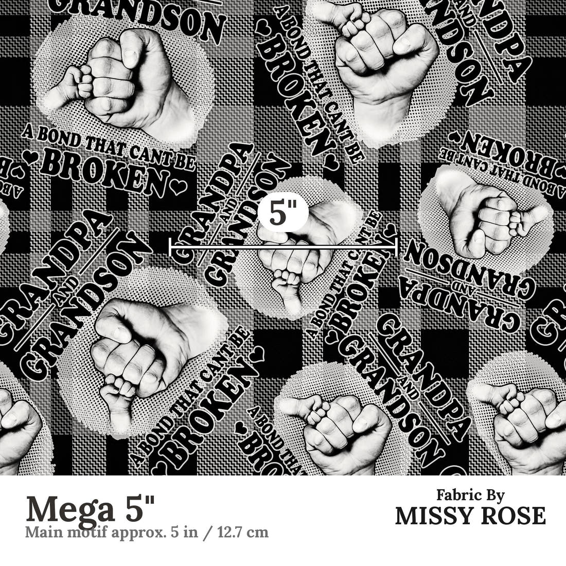 Design 452 Grandpa Fabric Mega 5" - print scale | Fabric by Missy Rose