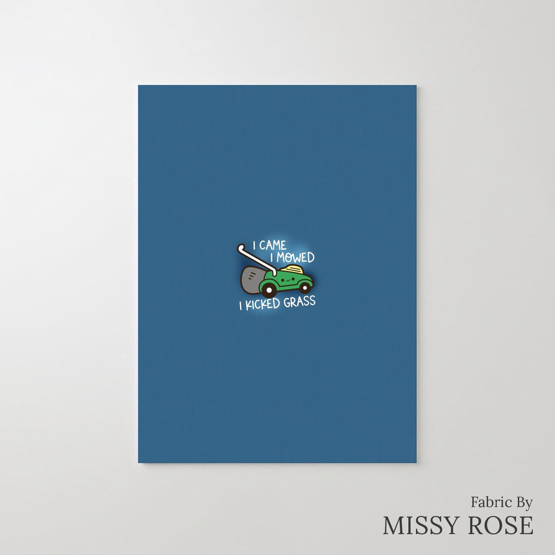 Design 455 Lawnmower Panel – printed fabric panel with centred picture, custom printed to order | Fabric by Missy Rose