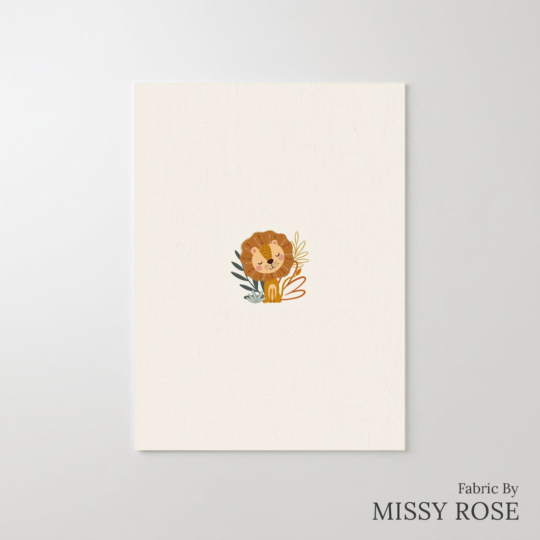 Design 456 Lion Panel – printed fabric panel with centred picture, custom printed to order | Fabric by Missy Rose