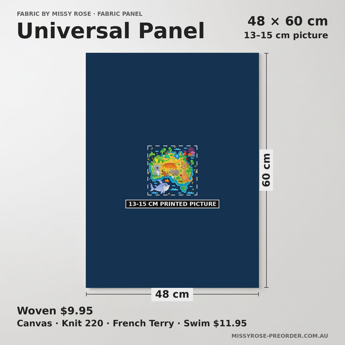Design 457 Navy Map Panel universal panel sizing – 13–15 cm printed picture on 48 × 60 cm fabric | Fabric by Missy Rose