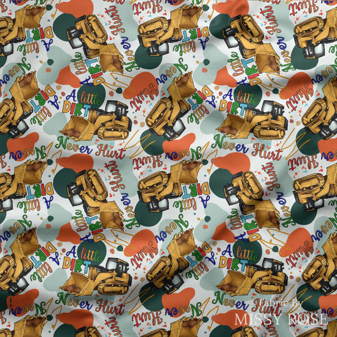 Design 458 Dirt Fabric draped fabric mockup – custom printed fabric by the metre | Fabric by Missy Rose