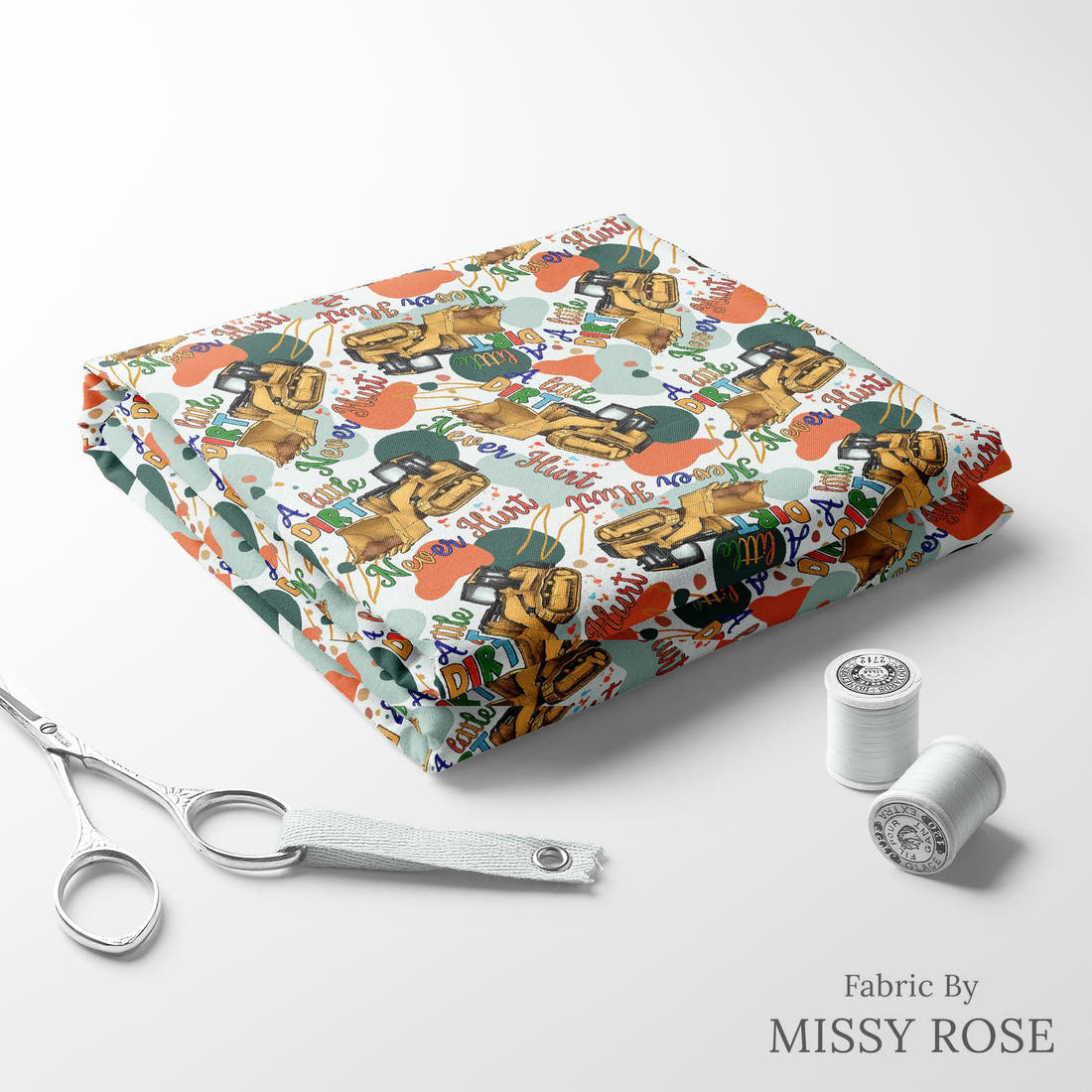 Design 458 Dirt Fabric folded fabric stack with matching thread – pre-order fabric Australia | Fabric by Missy Rose