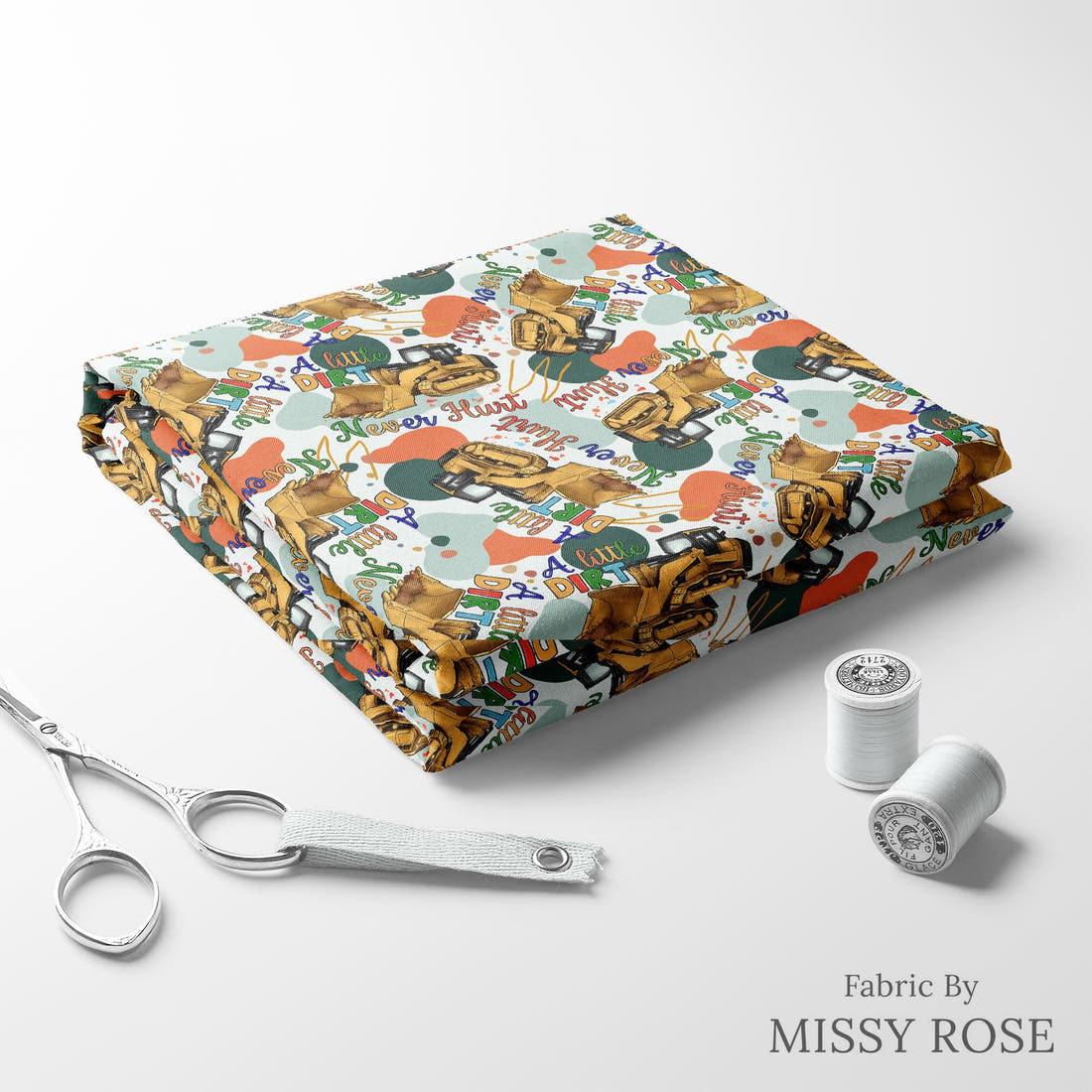 Design 458 Dirt Fabric folded fabric stack with matching thread – pre-order fabric Australia | Fabric by Missy Rose