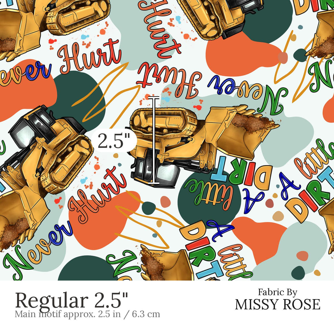 Design 458 Dirt Fabric Regular 2.5 inch print scale guide | Fabric by Missy Rose