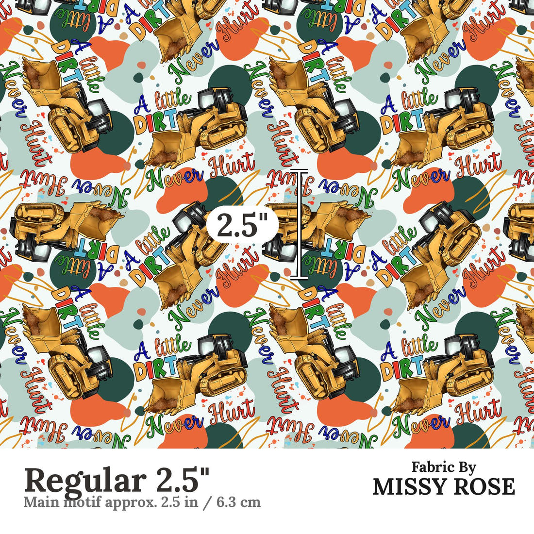 Design 458 Dirt Fabric Regular 2.5" - print scale | Fabric by Missy Rose