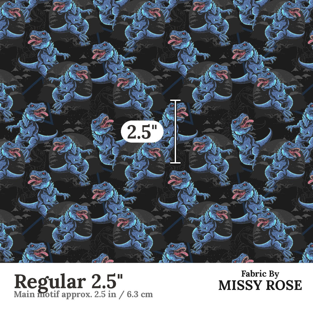 Design 459 Dinosaur Fabric Regular 2.5" - print scale | Fabric by Missy Rose