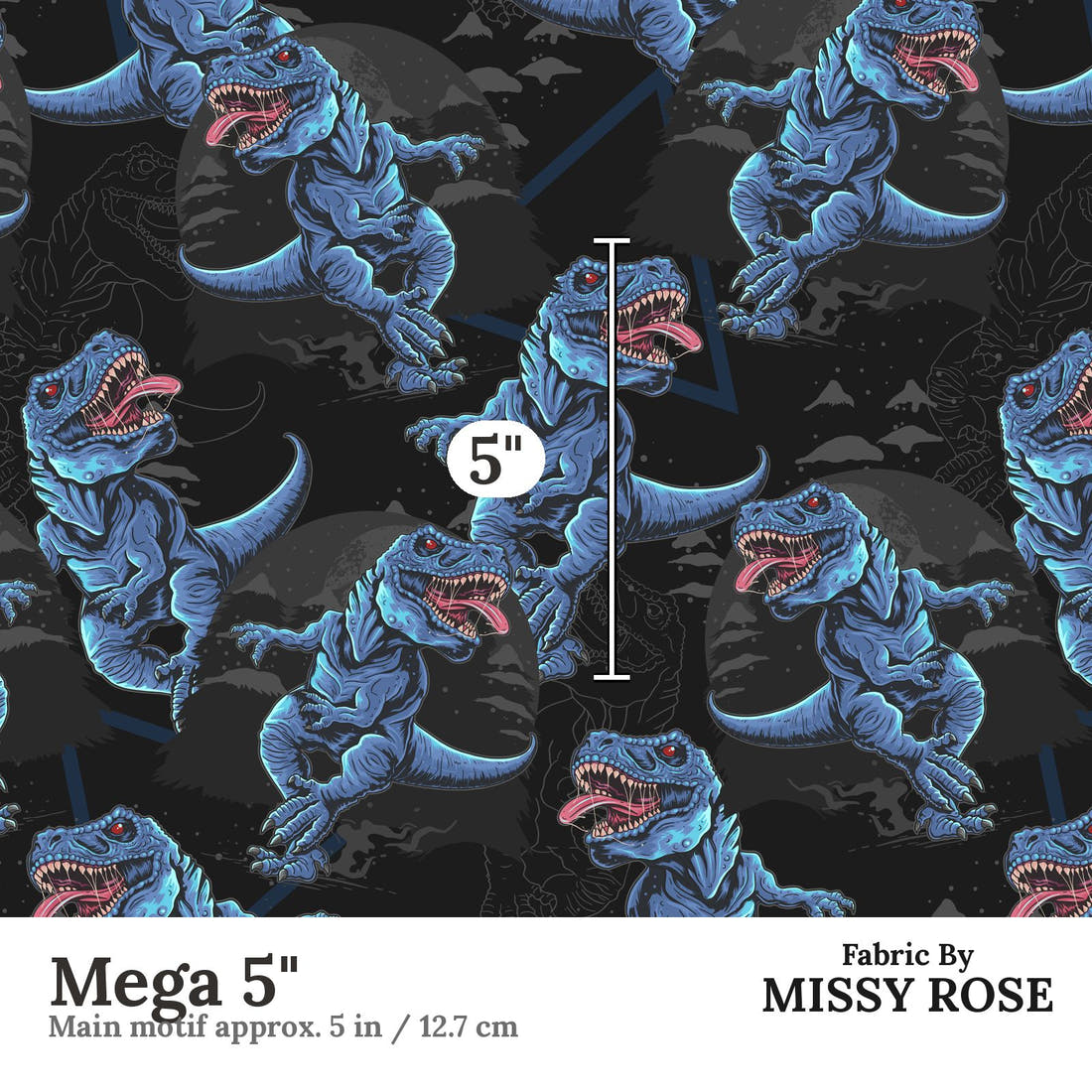 Design 459 Dinosaur Fabric Mega 5" - print scale | Fabric by Missy Rose