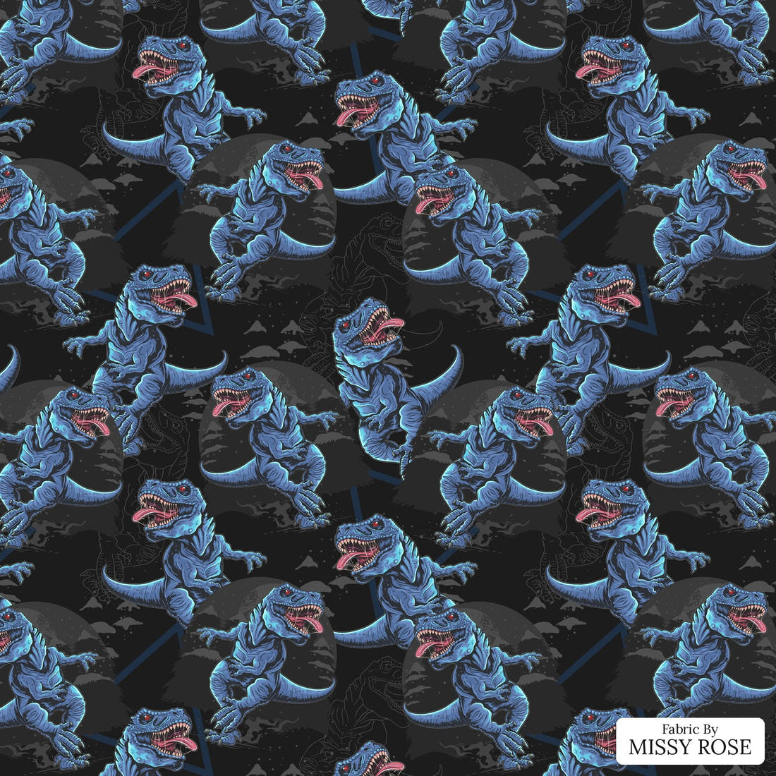 Design 459 Dinosaur Fabric - flat view of the print, zoom in for detail | Fabric by Missy Rose