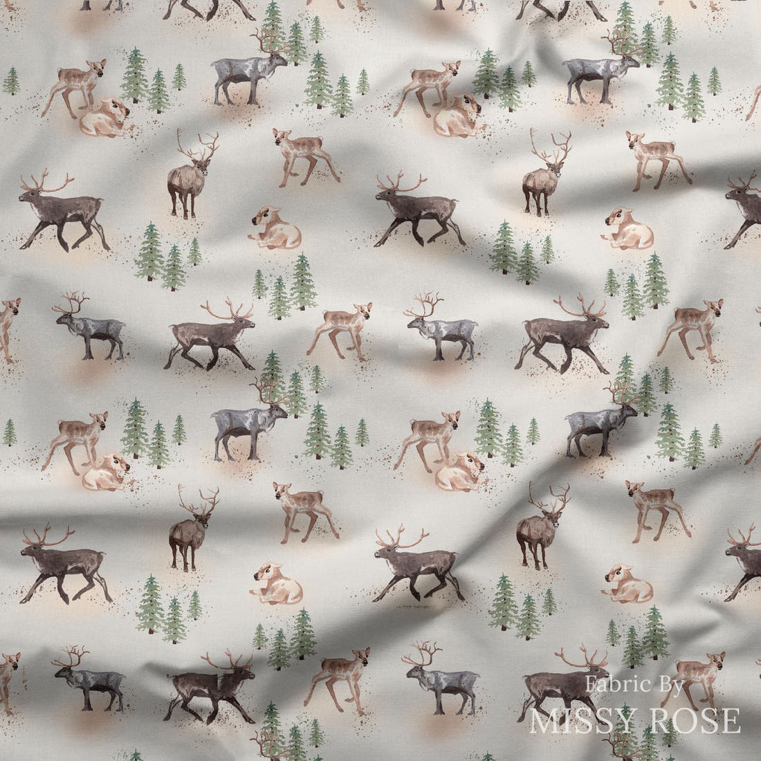 Design 46 Wilderness Fabric draped fabric mockup – custom printed fabric by the metre | Fabric by Missy Rose