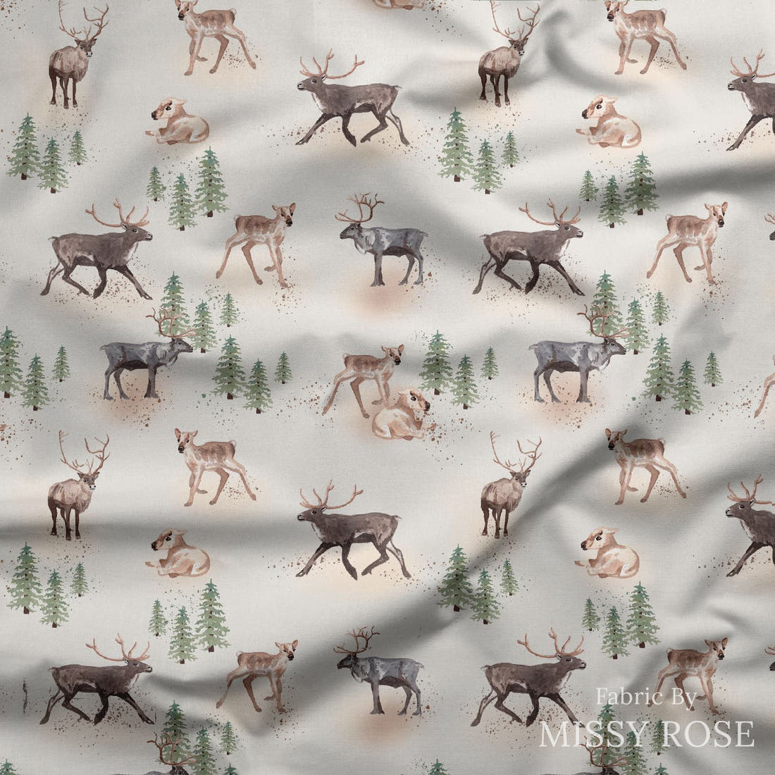 Design 46 Wilderness Fabric draped fabric mockup – custom printed fabric by the metre | Fabric by Missy Rose