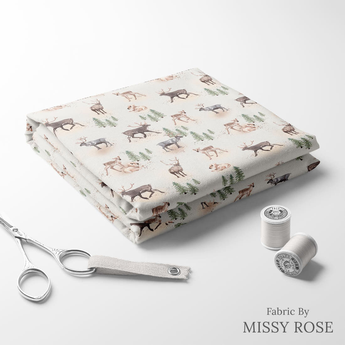 Design 46 Wilderness Fabric folded fabric stack with matching thread – pre-order fabric Australia | Fabric by Missy Rose