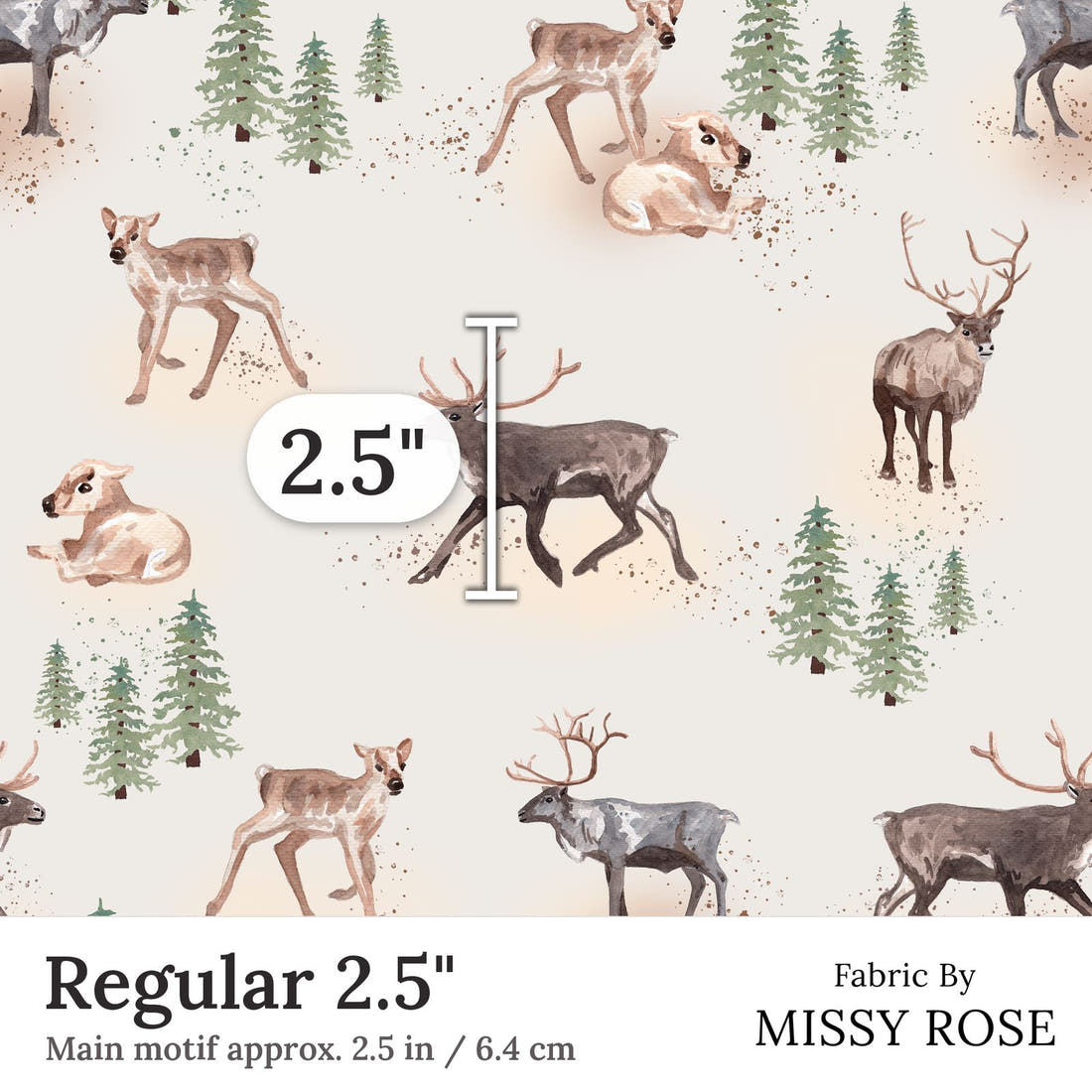 Design 46 Wilderness Fabric Regular 2.5 inch print scale guide | Fabric by Missy Rose