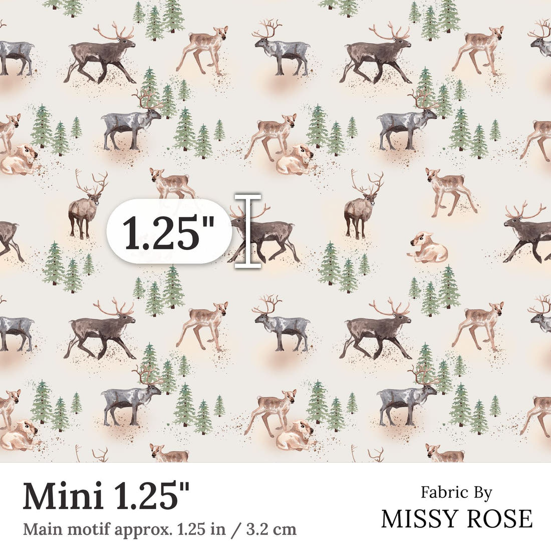 Design 46 Wilderness Fabric Mini 1.25 inch print scale guide | Fabric by Missy Rose