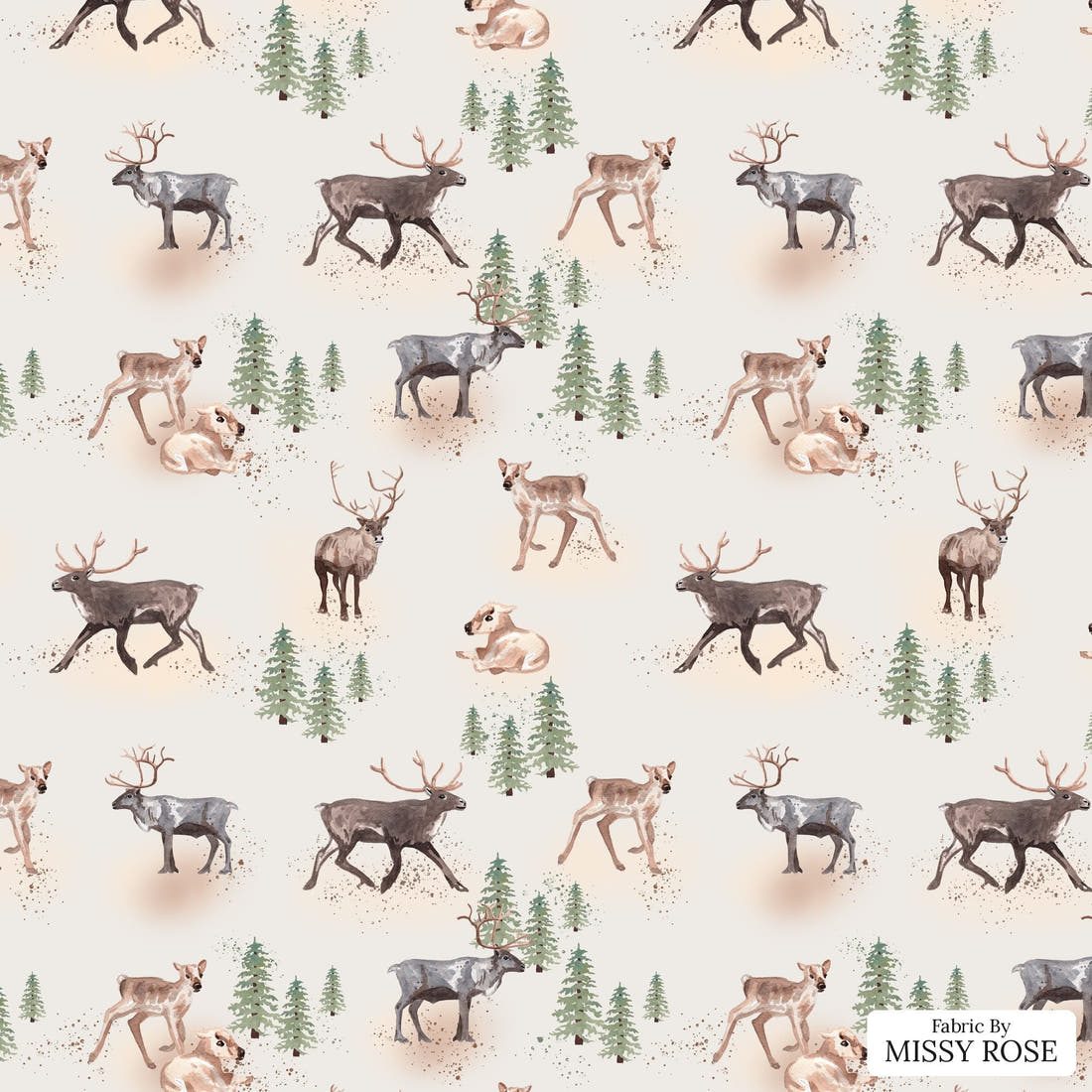 Design 46 Wilderness Fabric - flat view of the print, zoom in for detail | Fabric by Missy Rose