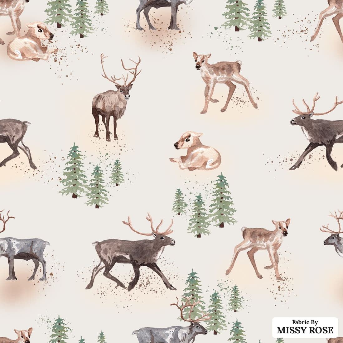 Design 46 Wilderness Fabric - flat view of the print, zoom in for detail | Fabric by Missy Rose