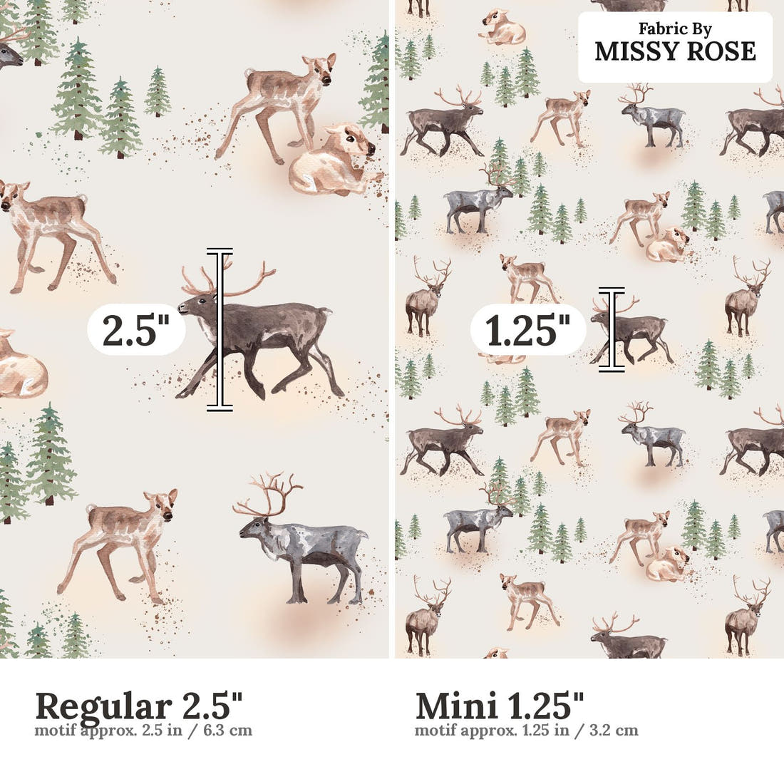 Design 46 Wilderness Fabric size comparison - print scale | Fabric by Missy Rose