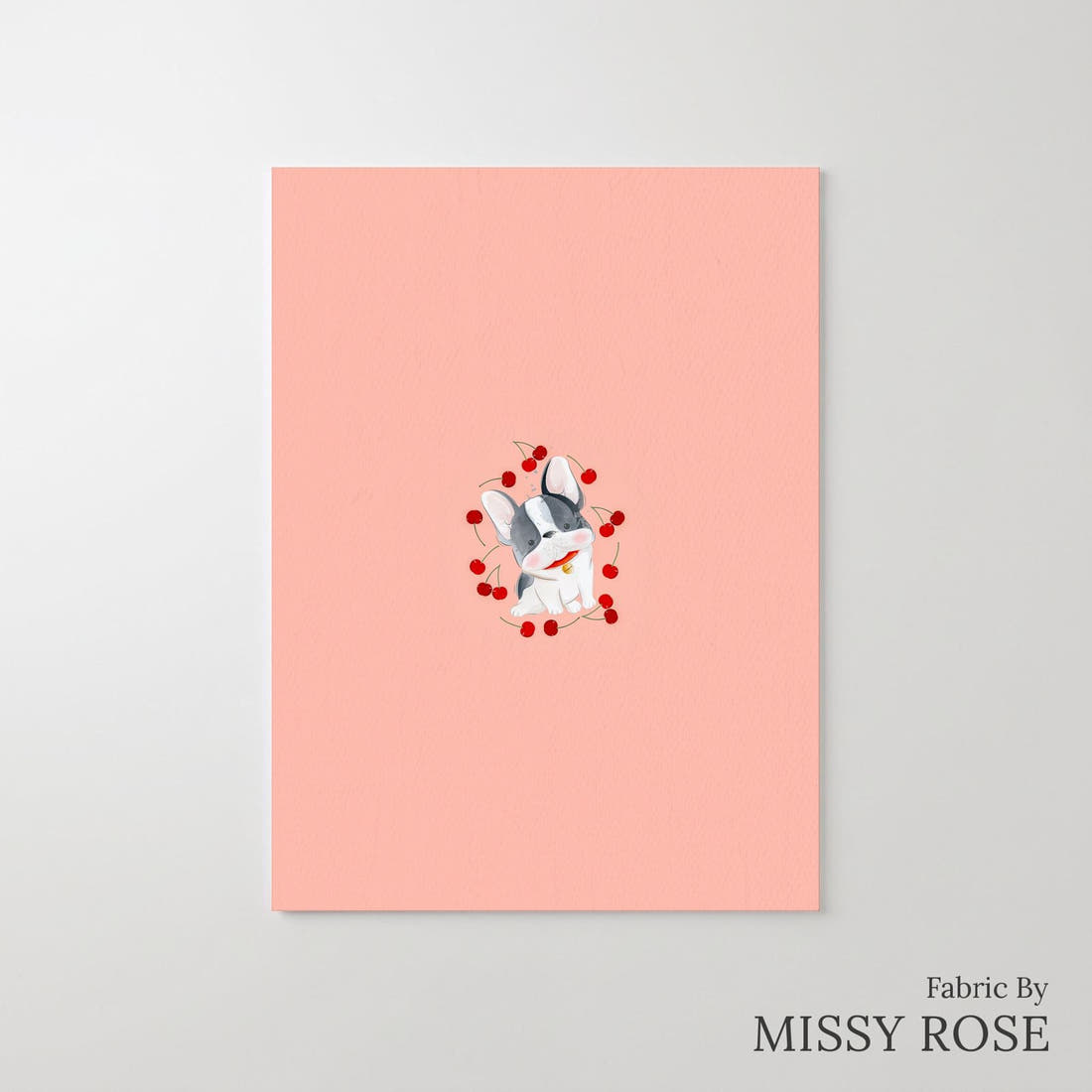 Design 460 Cherry Bulldog Panel – printed fabric panel with centred picture, custom printed to order | Fabric by Missy Rose